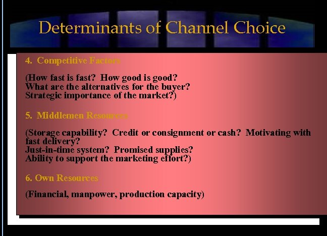 Determinants of Channel Choice 4. Competitive Factors (How fast is fast? How good is