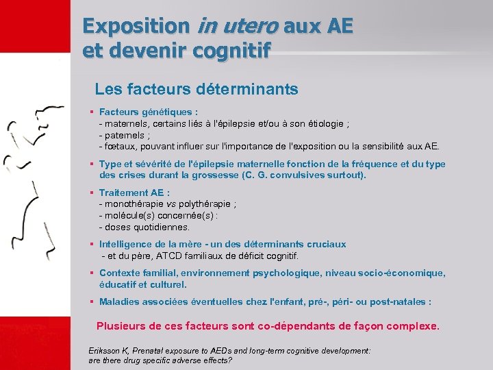 Exposition in utero aux AE et devenir cognitif Les facteurs déterminants § Facteurs génétiques