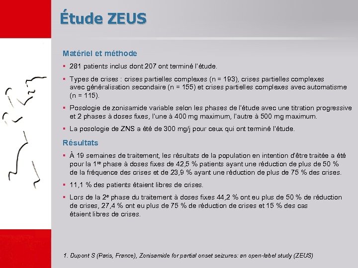 Étude ZEUS Matériel et méthode § 281 patients inclus dont 207 ont terminé l’étude.