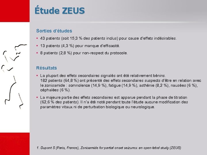 Étude ZEUS Sorties d’études § 43 patients (soit 15, 3 % des patients inclus)
