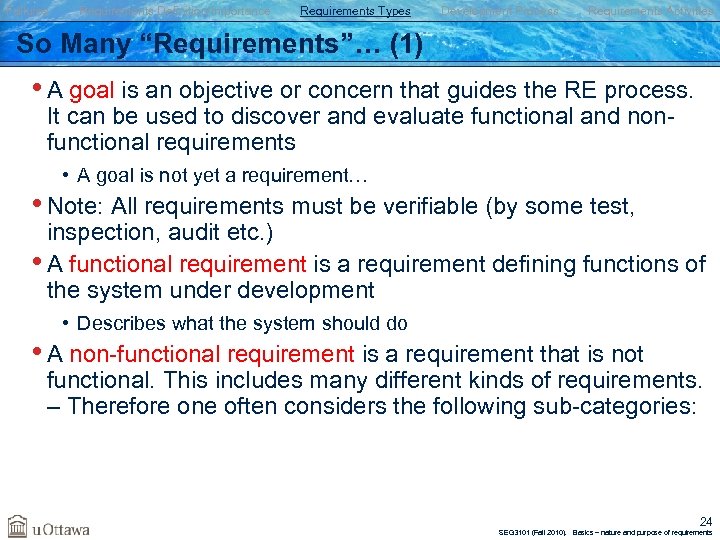 Failures Requirements Definition/Importance Requirements Types Development Process Requirements Activities So Many “Requirements”… (1) •