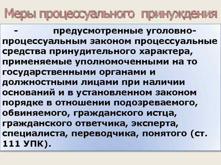 Уголовное судопроизводство принудительные меры