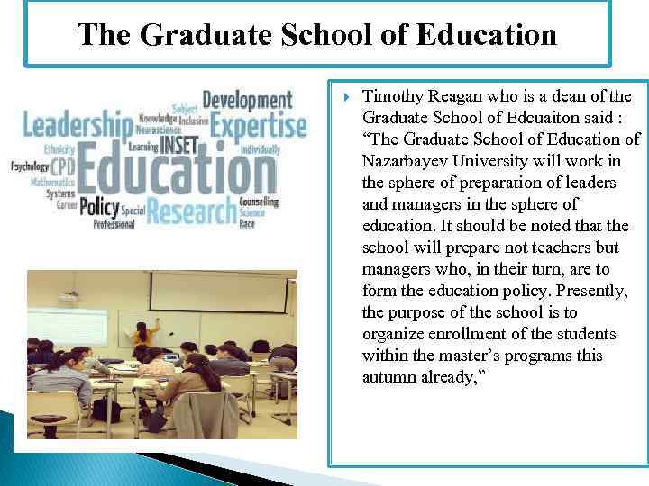 The Graduate School of Education Timothy Reagan who is a dean of the Graduate