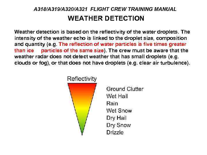A 318/A 319/A 320/A 321 FLIGHT CREW TRAINING MANUAL WEATHER DETECTION Weather detection is