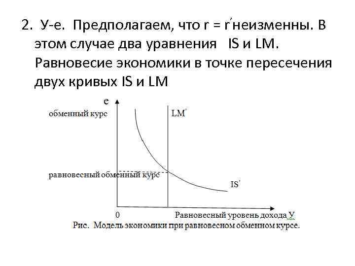 2. У-е. Предполагаем, что r = r’неизменны. В этом случае два уравнения IS и