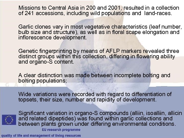 Missions to Central Asia in 200 and 2001, resulted in a collection of 241