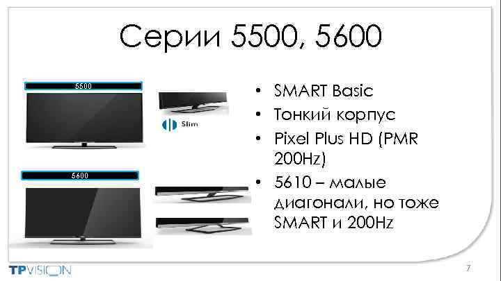 Серии 5500, 5600 5500 5600 • SMART Basic • Тонкий корпус • Pixel Plus