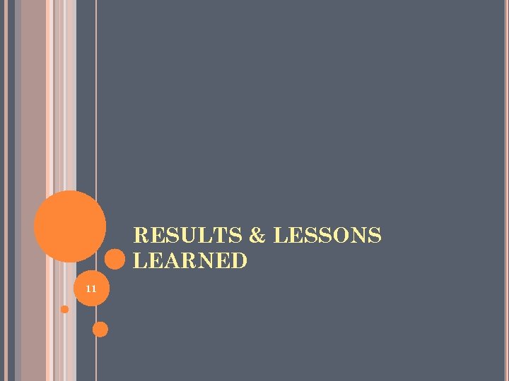RESULTS & LESSONS LEARNED 11 