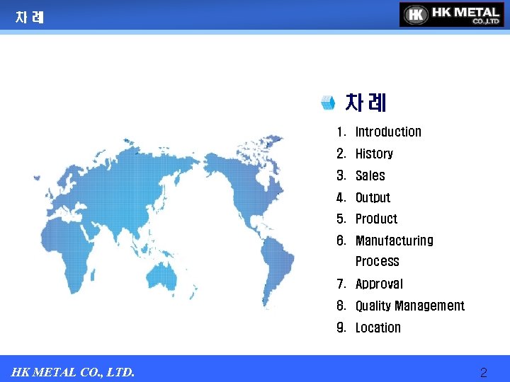 차례 차례 1. Introduction 2. History 3. Sales 4. Output 5. Product 6. Manufacturing