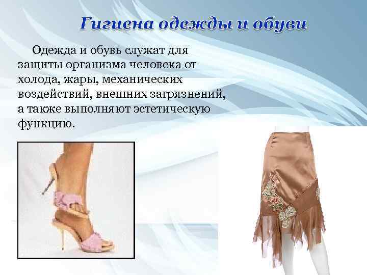 Одежда и обувь служат для защиты организма человека от холода, жары, механических воздействий, внешних