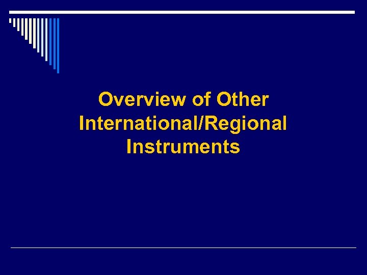 Overview of Other International/Regional Instruments 