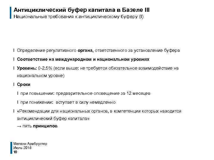 Антициклический буфер капитала в Базеле III Национальные требования к антициклическому буферу (I) ❙ Определение