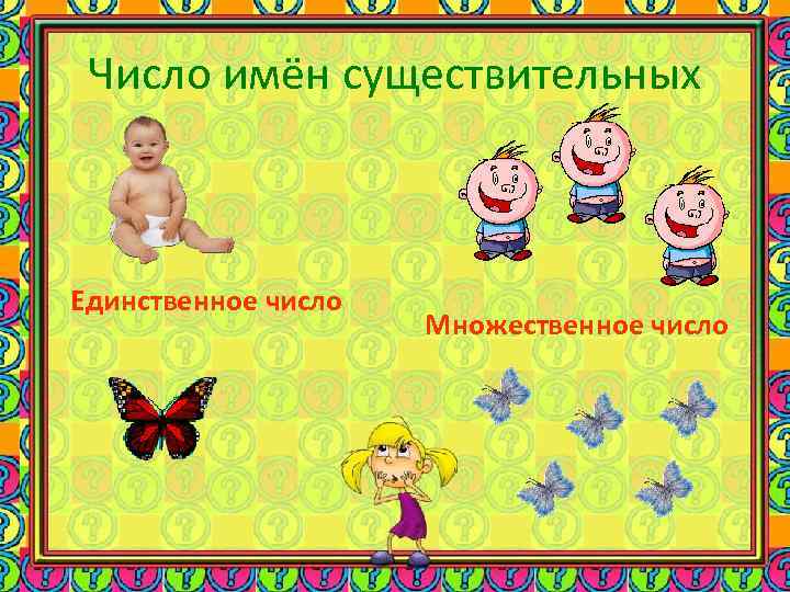 Число имён существительных Единственное число Множественное число 
