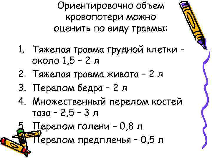 Ориентировочно объем кровопотери можно оценить по виду травмы: 1. Тяжелая травма грудной клетки около
