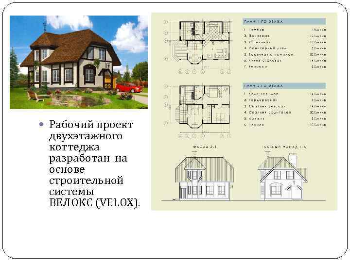  Рабочий проект двухэтажного коттеджа разработан на основе строительной системы ВЕЛОКС (VELOX). 