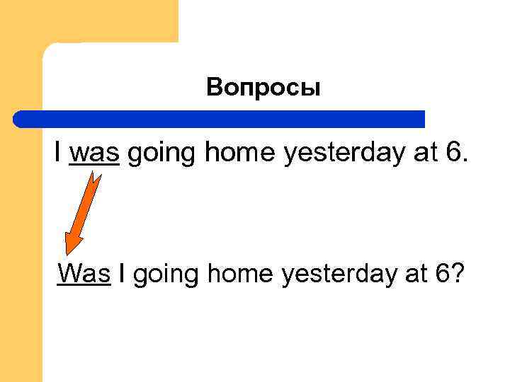 Вопросы I was going home yesterday at 6. Was I going home yesterday at