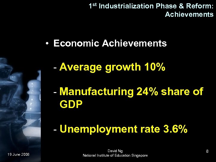 1 st Industrialization Phase & Reform: Achievements • Economic Achievements - Average growth 10%