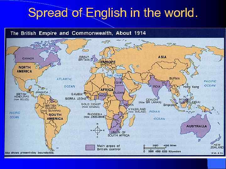 Spread of English in the world. 