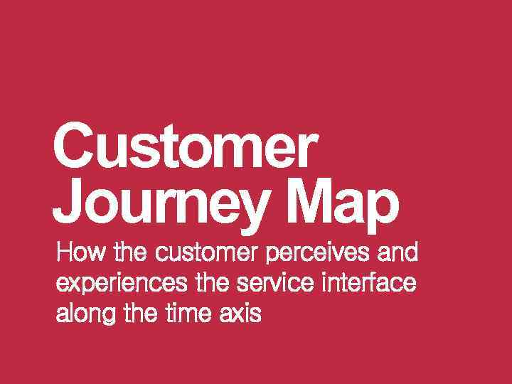 Customer Journey Map How the customer perceives and experiences the service interface along the