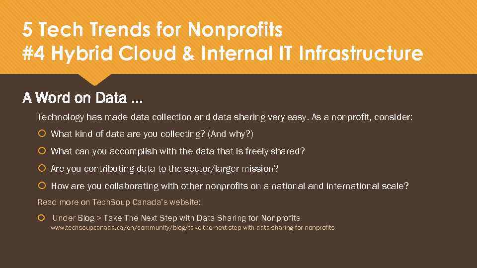 5 Tech Trends for Nonprofits #4 Hybrid Cloud & Internal IT Infrastructure A Word