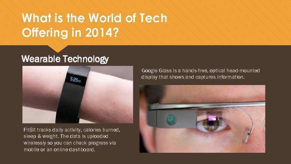 What is the World of Tech Offering in 2014? Wearable Technology Google Glass is
