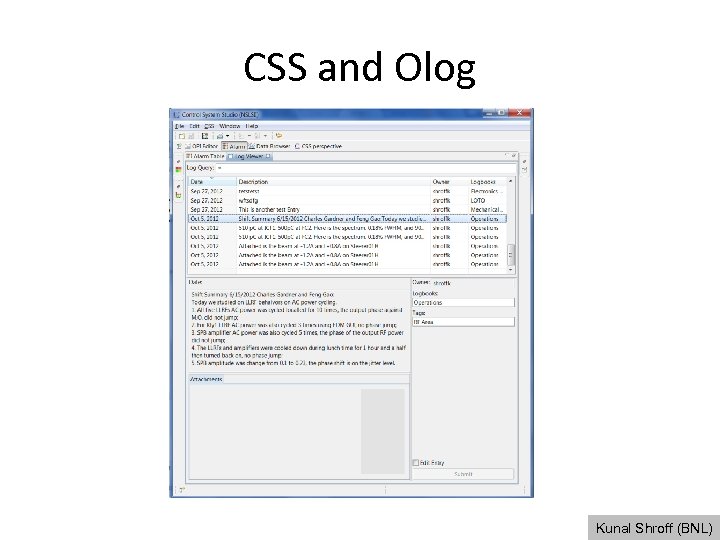 CSS and Olog Kunal Shroff (BNL) 