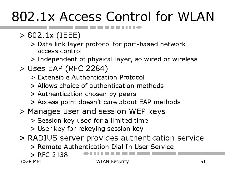 802. 1 x Access Control for WLAN > 802. 1 x (IEEE) > Data