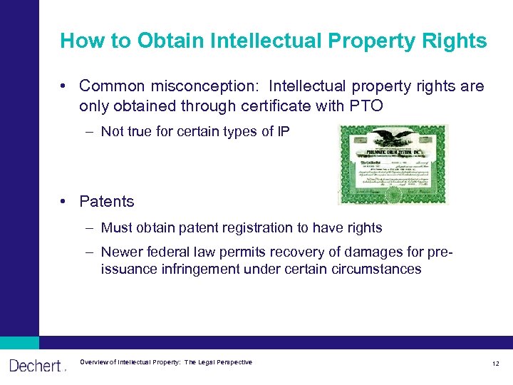 How to Obtain Intellectual Property Rights • Common misconception: Intellectual property rights are only
