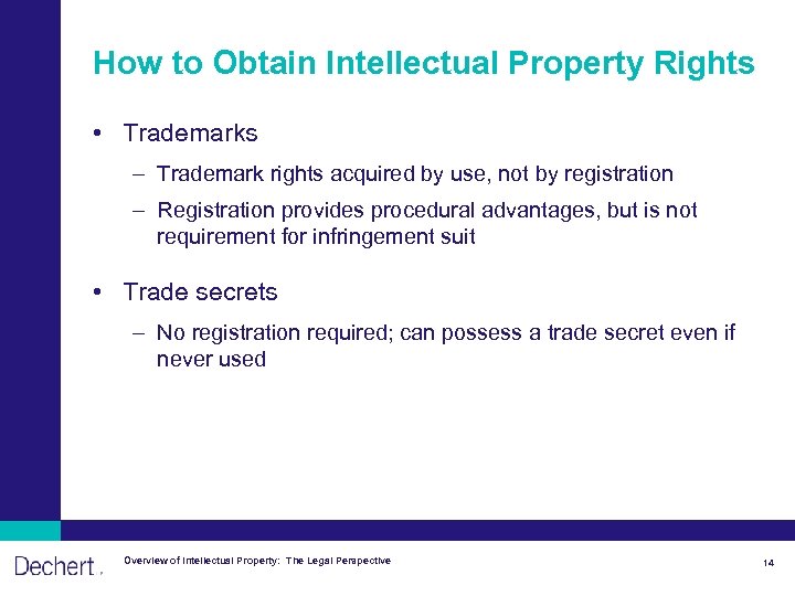 How to Obtain Intellectual Property Rights • Trademarks – Trademark rights acquired by use,