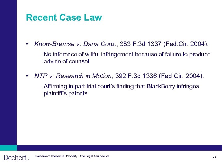 Recent Case Law • Knorr-Bremse v. Dana Corp. , 383 F. 3 d 1337