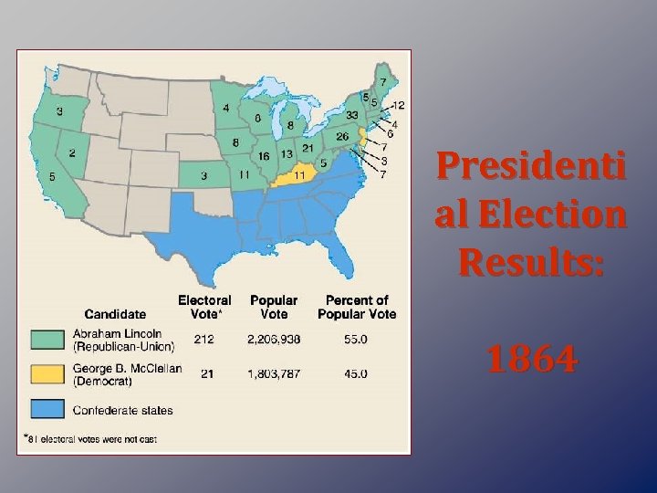 Presidenti al Election Results: 1864 