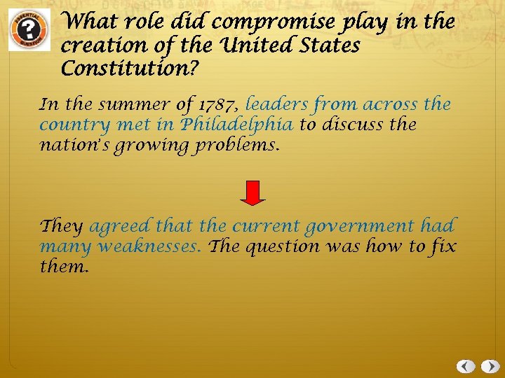 What role did compromise play in the creation of the United States Constitution? In