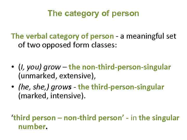 Categories of verb