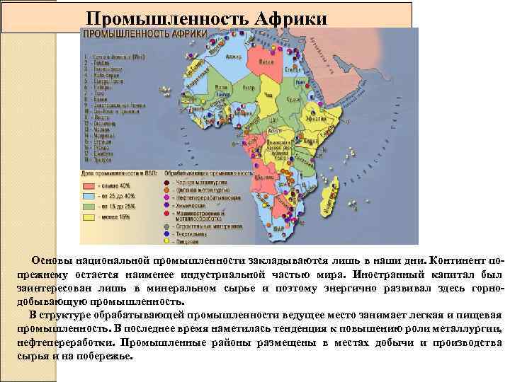 Карта промышленности африки