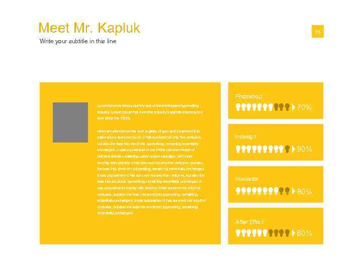 Meet Mr. Kapluk 01 16 Write your subtitle in this line Photoshop 70% Lorem