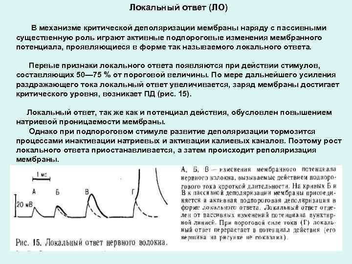 Локальный ответ характеристика