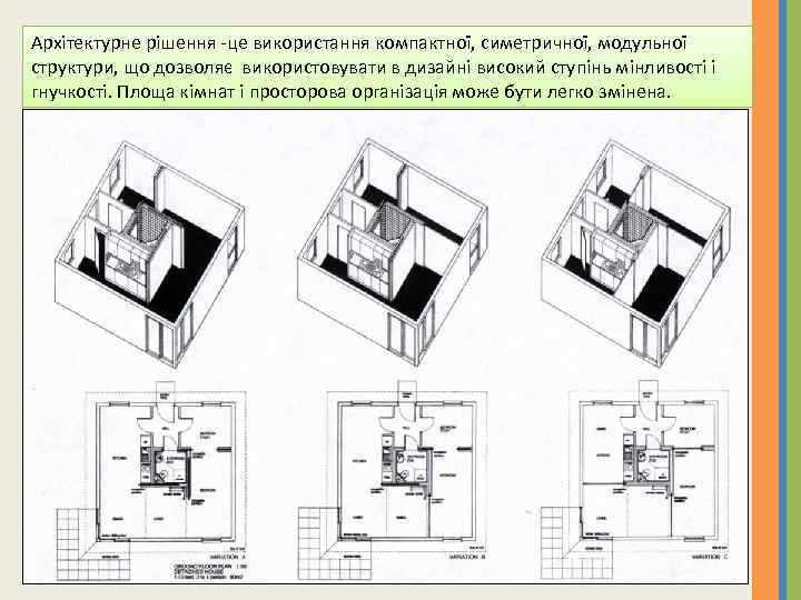 Архітектурне рішення -це використання компактної, симетричної, модульної структури, що дозволяє використовувати в дизайні високий