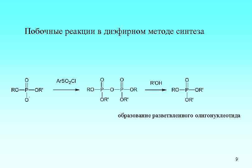 Побочные реакции в диэфирном методе синтеза образование разветвленного олигонуклеотида 9 