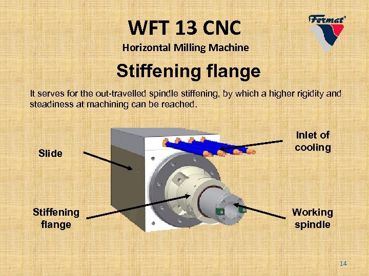 WFT 13 CNC Horizontal Milling Machine Stiffening flange It serves for the out-travelled spindle