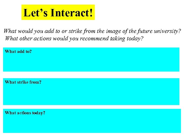 Let’s Interact! What would you add to or strike from the image of the
