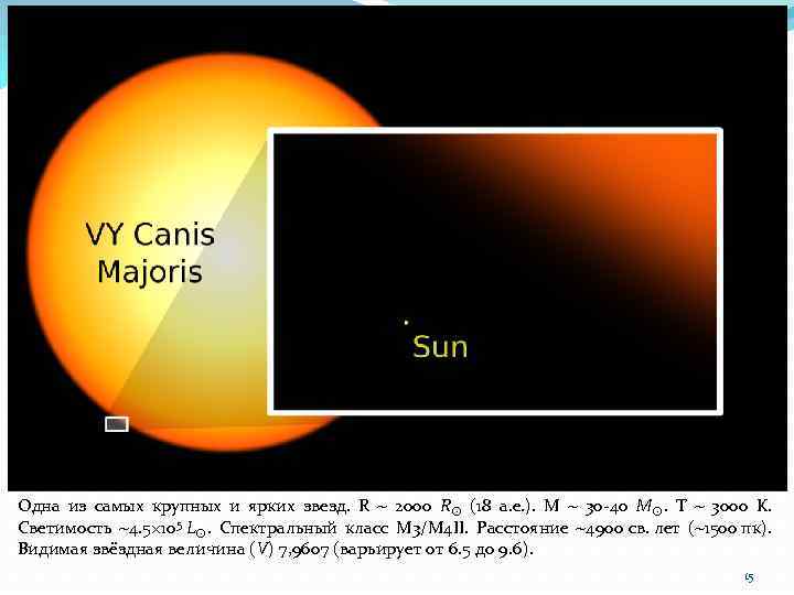 Одна из самых крупных и ярких звезд. R ~ 2000 R☉ (18 а. е.