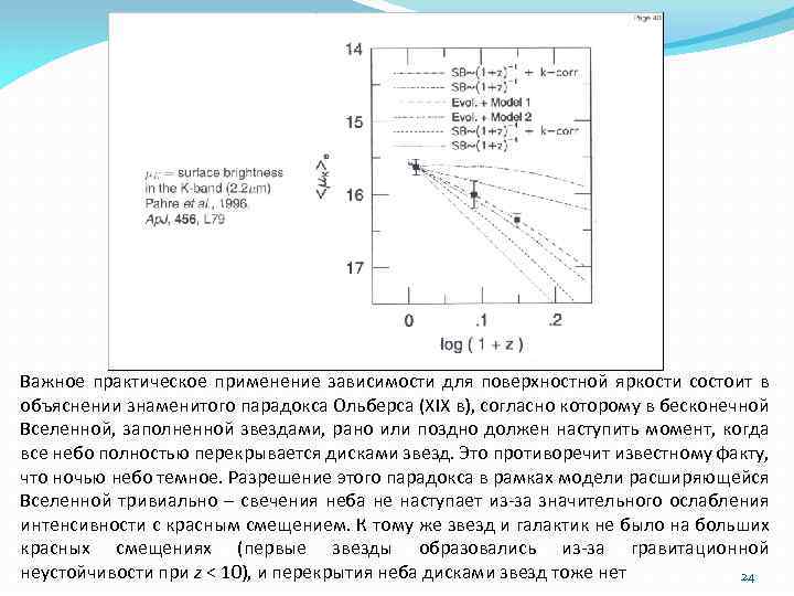 Важное практическое применение зависимости для поверхностной яркости состоит в объяснении знаменитого парадокса Ольберса (XIX