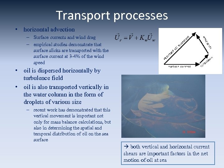 Transport processes • horizontal advection – Surface currents and wind drag – empirical studies