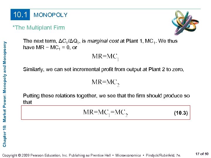 10. 1 MONOPOLY Chapter 10: Market Power: Monopoly and Monopsony *The Multiplant Firm The