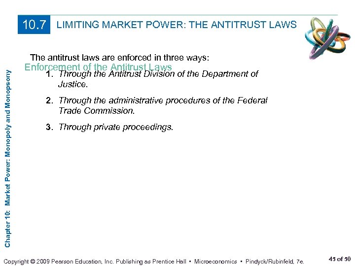 10. 7 LIMITING MARKET POWER: THE ANTITRUST LAWS Chapter 10: Market Power: Monopoly and