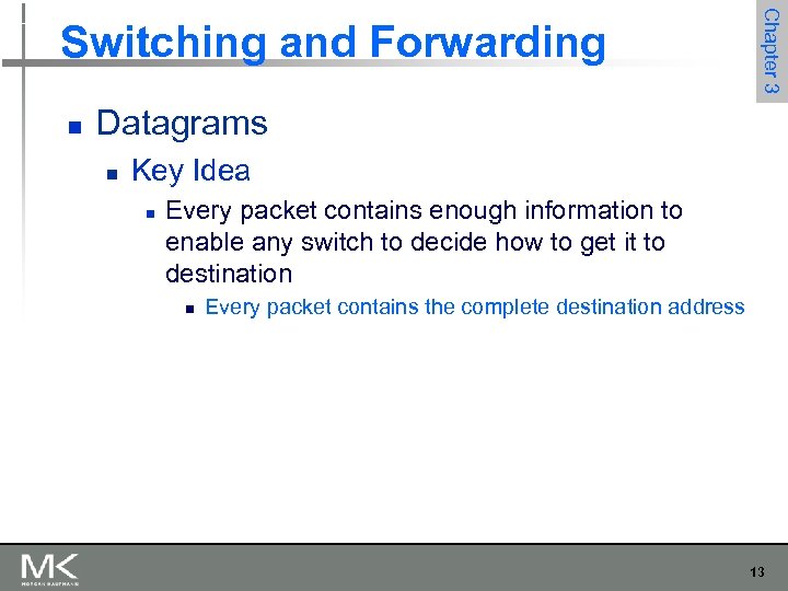 n Chapter 3 Switching and Forwarding Datagrams n Key Idea n Every packet contains