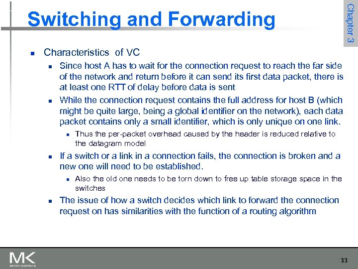 Chapter 3 Switching and Forwarding n Characteristics of VC n n Since host A