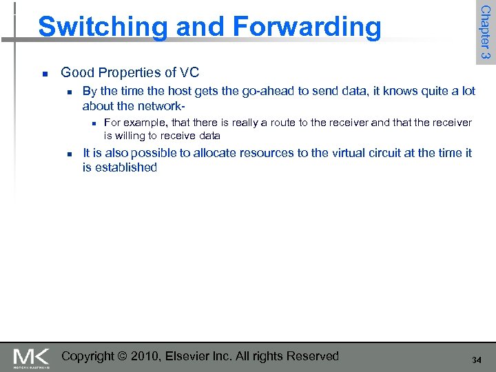 Chapter 3 Switching and Forwarding n Good Properties of VC n By the time