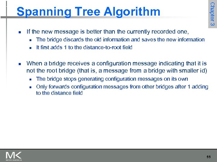 Chapter 3 Spanning Tree Algorithm n If the new message is better than the