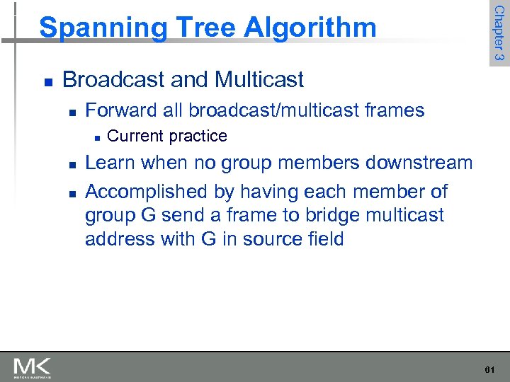 n Chapter 3 Spanning Tree Algorithm Broadcast and Multicast n Forward all broadcast/multicast frames